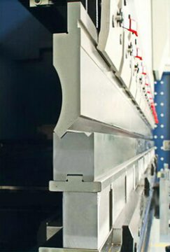 press brake tooling-Technician installing goose-neck punch on CNC brake