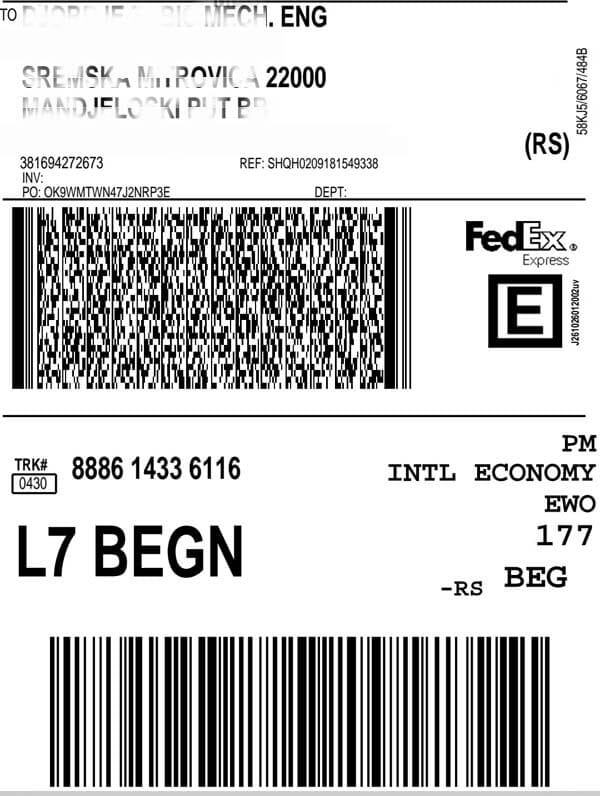 FedEx tracking number#888614336116